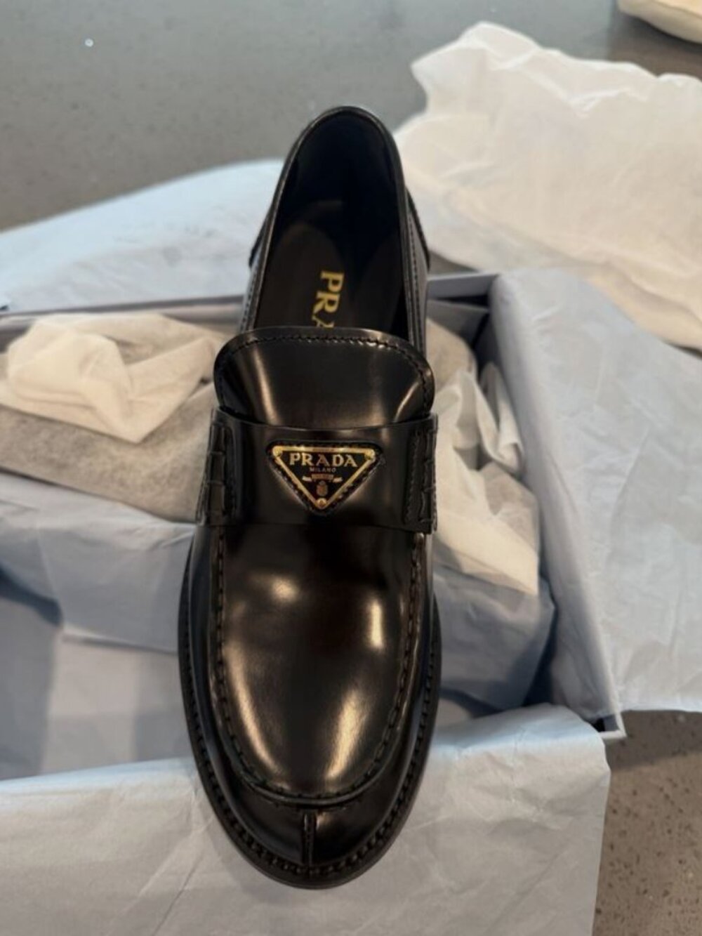 Brand new Prada sz 7 brushed leather loafers- $1,300 RETAIL - Picture 6 of 8
